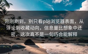 刚刚刷到，别只看p站浏览器表面，从评论到收藏动向，信息量比想象中还密，这次真不是一句巧合能解释