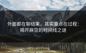 外面都在聊结果，其实重点在过程：揭开麻豆的时间线之谜