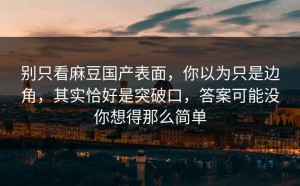 别只看麻豆国产表面，你以为只是边角，其实恰好是突破口，答案可能没你想得那么简单