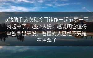 p站助手这次和冷门神作一起节奏一下就起来了，越少人提，越说明它值得单独拿出来说，看懂的人已经不只是在围观了