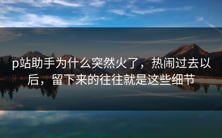 p站助手为什么突然火了，热闹过去以后，留下来的往往就是这些细节