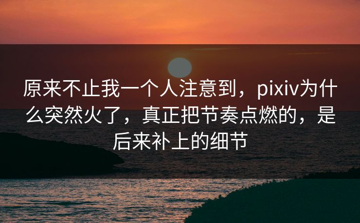 原来不止我一个人注意到，pixiv为什么突然火了，真正把节奏点燃的，是后来补上的细节