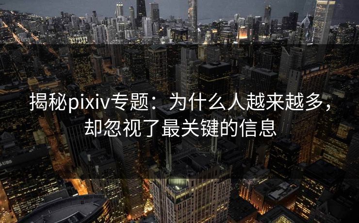 揭秘pixiv专题:为什么人越来越多,却忽视了最关键的信息 揭秘pixiv专题:为什么人越来越多,却忽视了最关键的信息