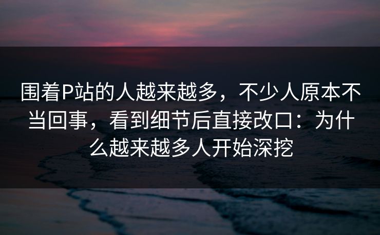 围着P站的人越来越多，不少人原本不当回事，看到细节后直接改口：为什么越来越多人开始深挖