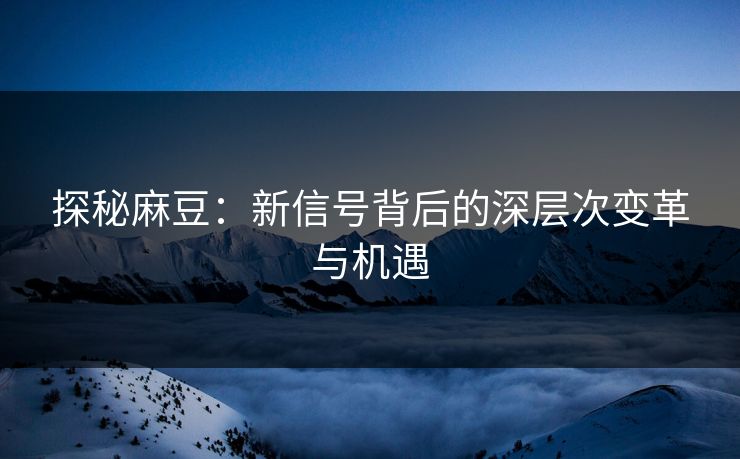 探秘麻豆：新信号背后的深层次变革与机遇