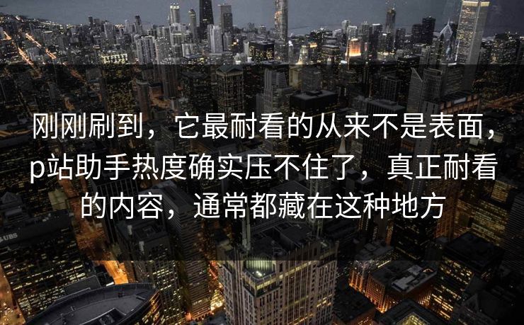 刚刚刷到，它最耐看的从来不是表面，p站助手热度确实压不住了，真正耐看的内容，通常都藏在这种地方