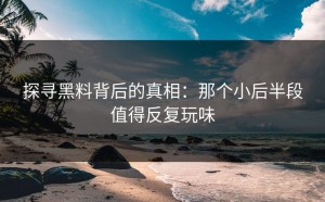 探寻黑料背后的真相：那个小后半段值得反复玩味